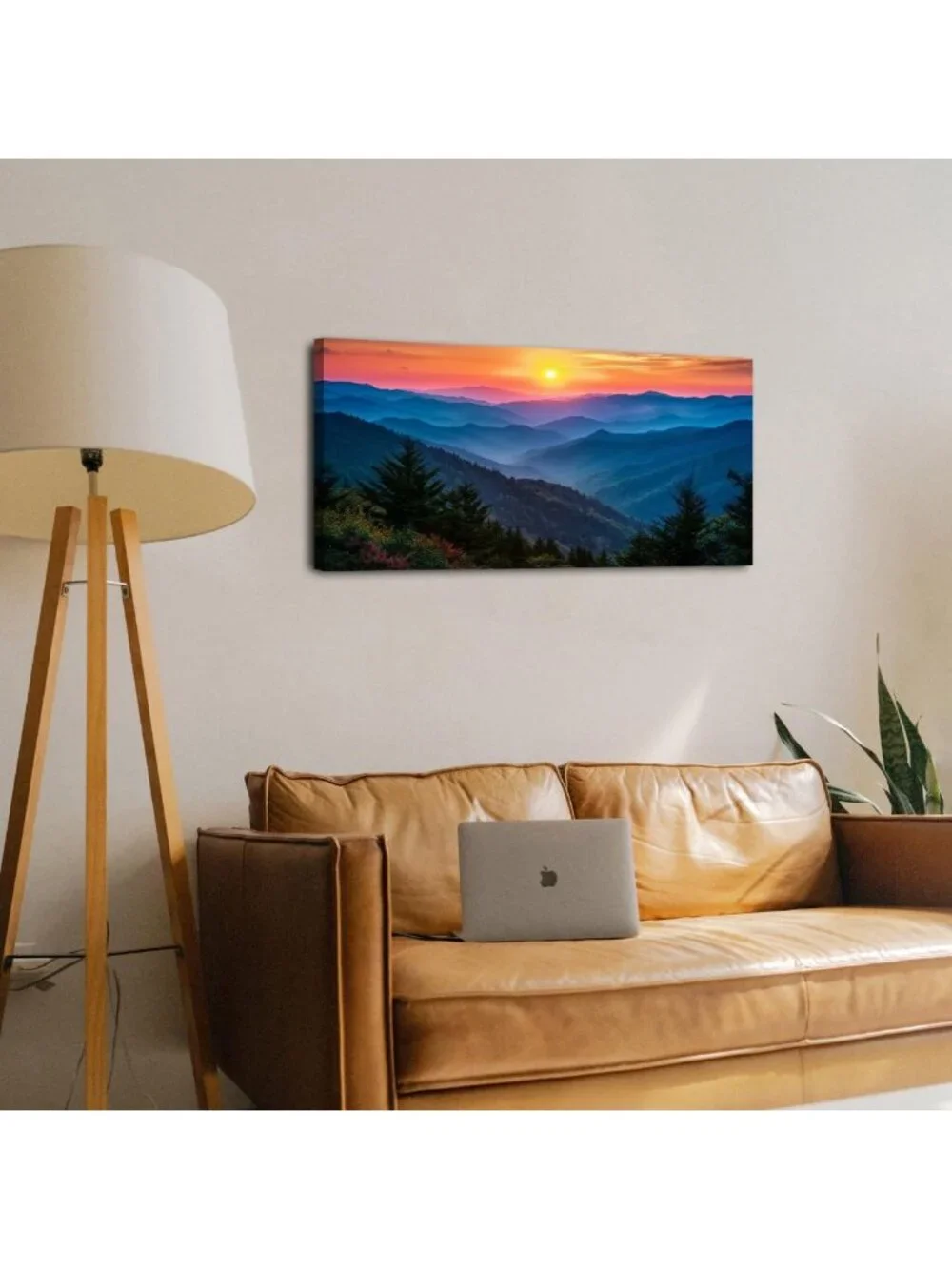 Stunning Sunset Wall Art Canvas - Blue Ridge Mountains Decor for Living Room